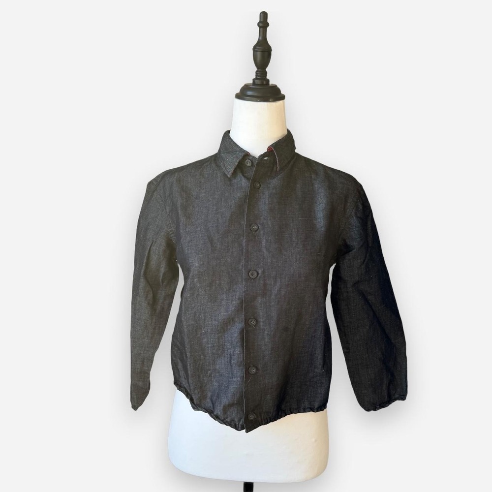 Marithe Francois Girbaud Vintage Dark Denim Blouson Button Up Shirt Italy 27